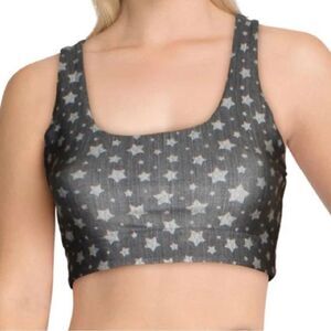 TEREZ Star Print Sports Bra Womens Medium Racerback Athletic Athleisure